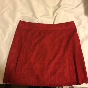 Red mini skirt with zipper